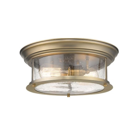 Z-Lite Sonna 2 Light Flush Mount, Heritage Brass And Clear Seedy 727F13-HBR